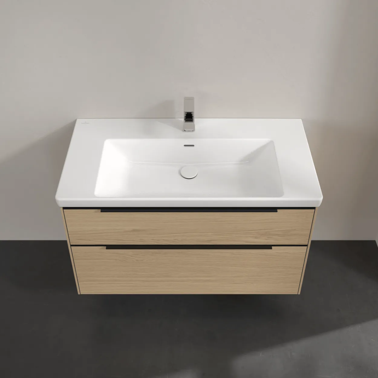 V&b subway 3.0 servantskap 97x57 nordic oak m/lys håndtak i volcano black