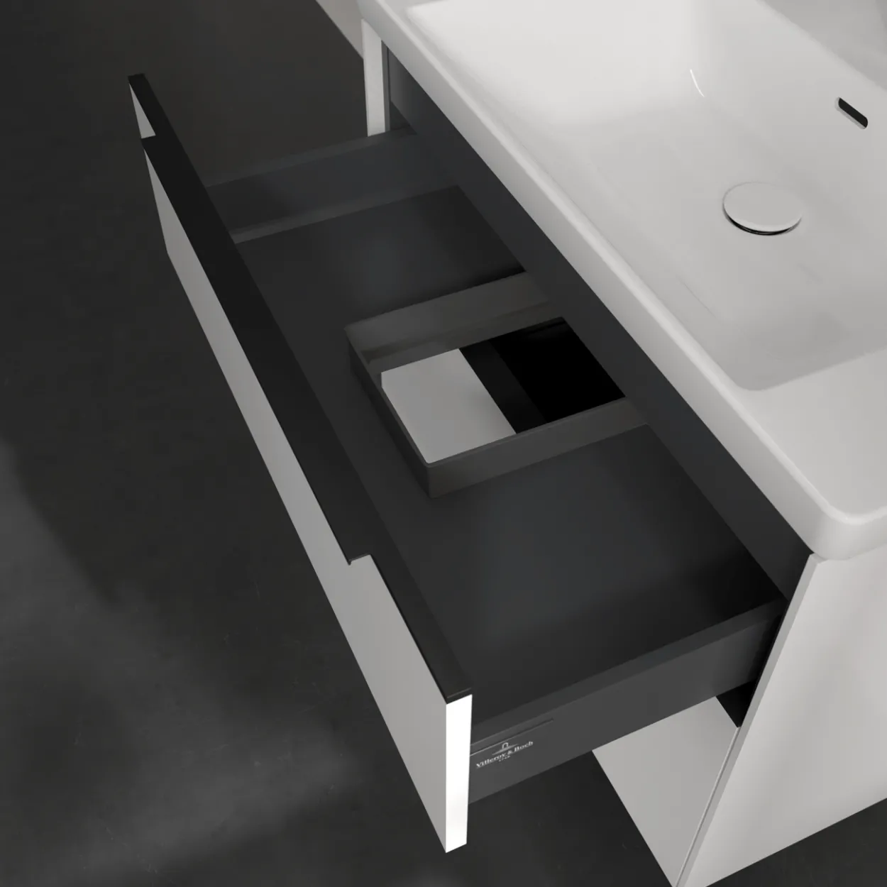 V&b subway 3.0 servantskap 77x57 pure white håndtak i volcano black