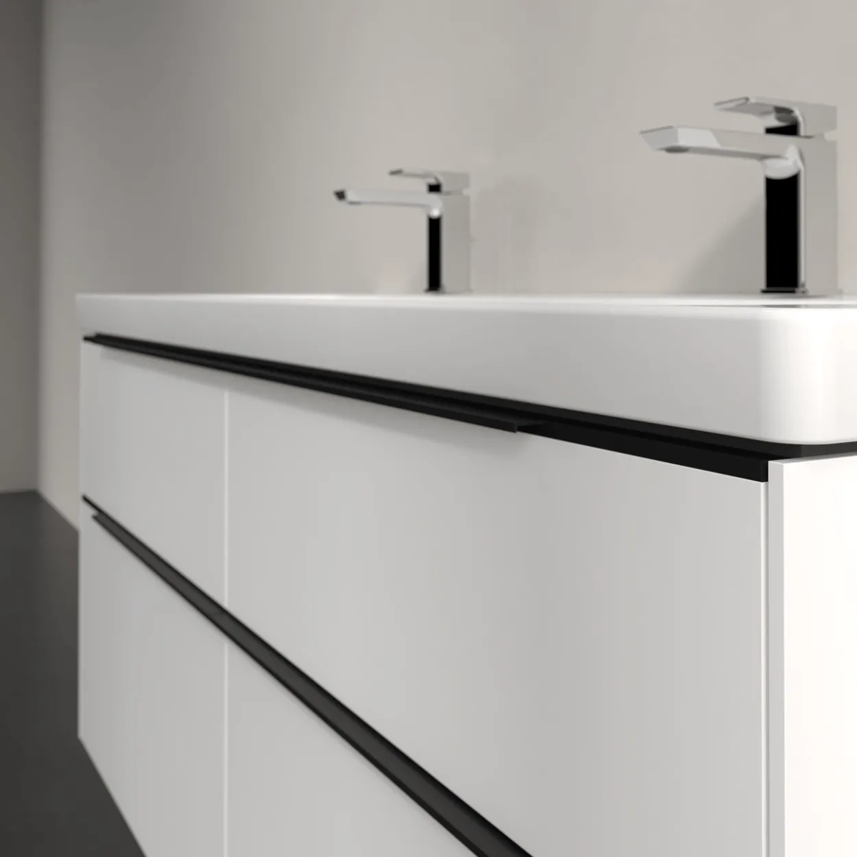 V&b subway 3.0 servantskap 127x57 pure white håndtak i volcano black