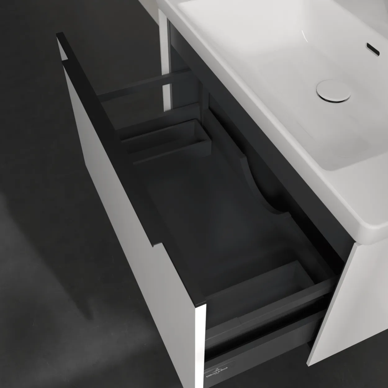 V&b subway 3.0 servantskap 77x42 pure white håndtak i volcano black