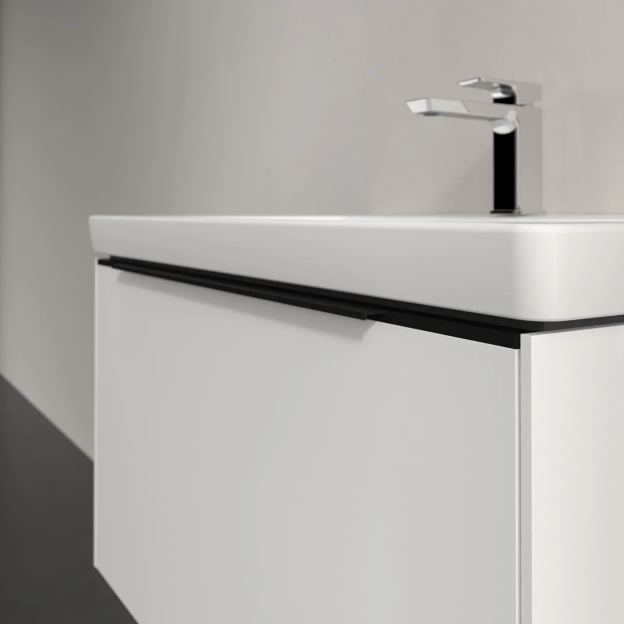 V&b subway 3.0 servantskap 77x42 pure white håndtak i volcano black