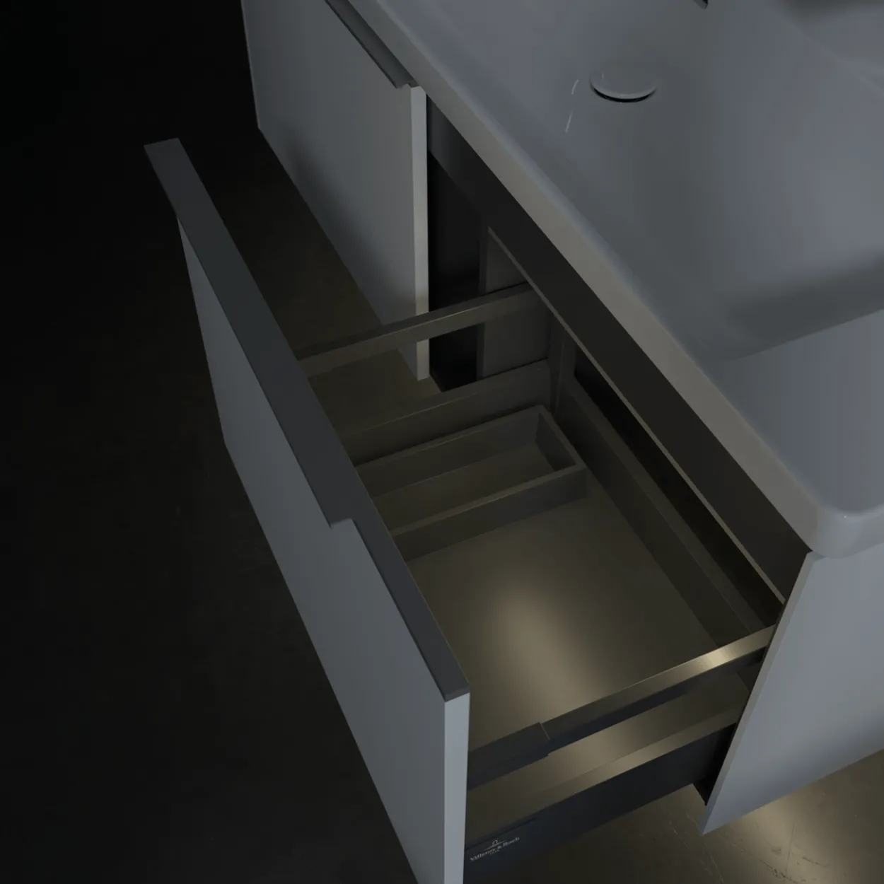 V&b subway 3.0 servantskap 127x42 pure white m/lys håndtak i krom