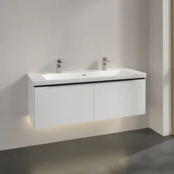 V&b subway 3.0 servantskap 127x42 pure white m/lys håndtak i volcano black