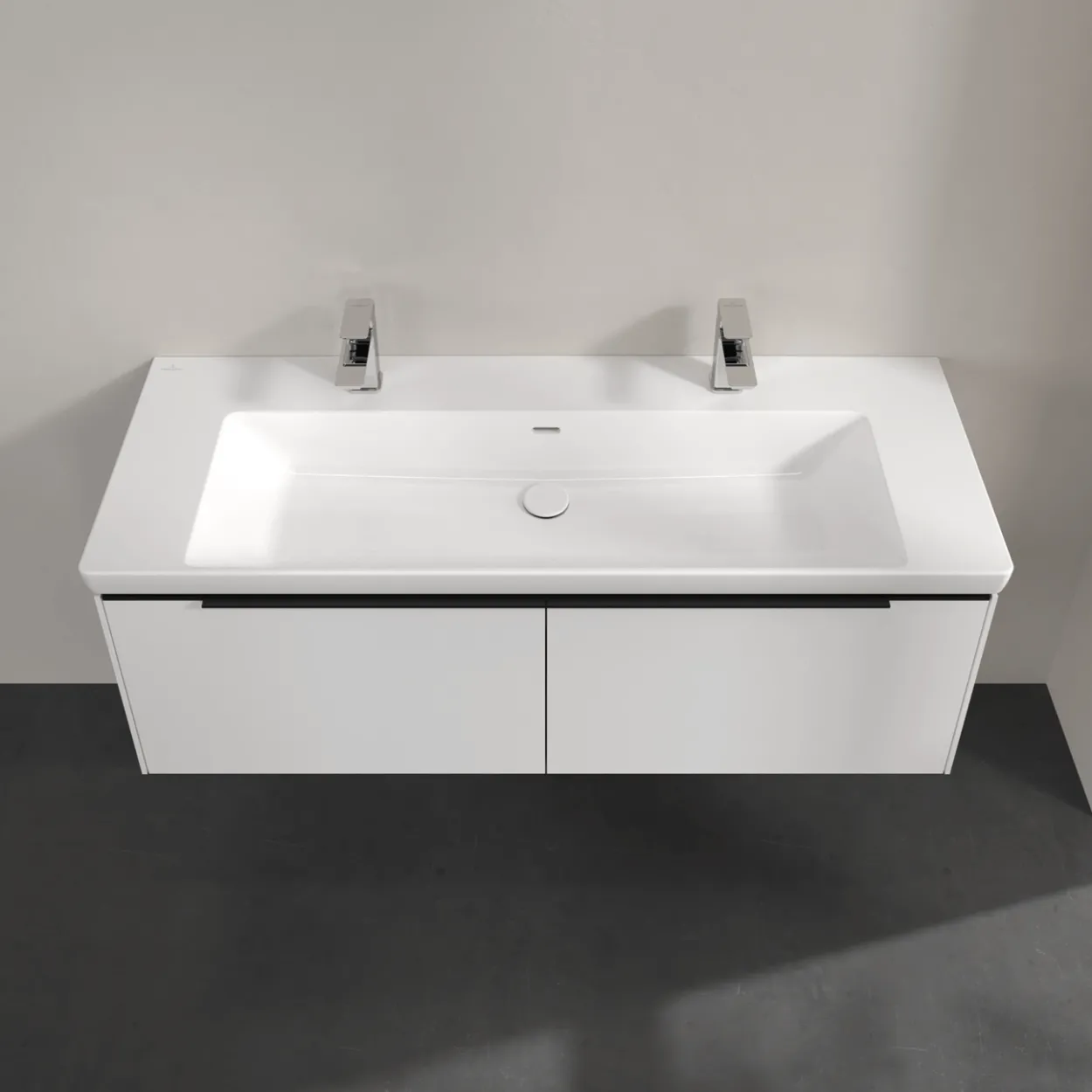 V&b subway 3.0 servantskap 127x42 pure white m/lys håndtak i volcano black