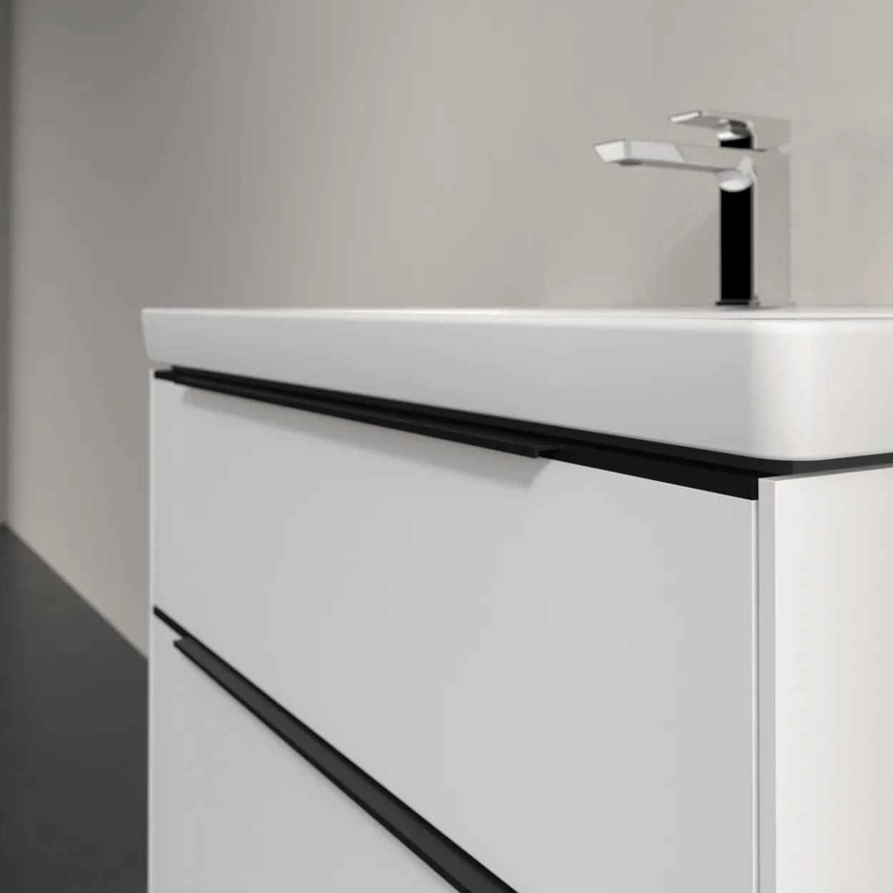 V&b subway 3.0 servantskap 77x57 pure white m/lys håndtak i volcano black