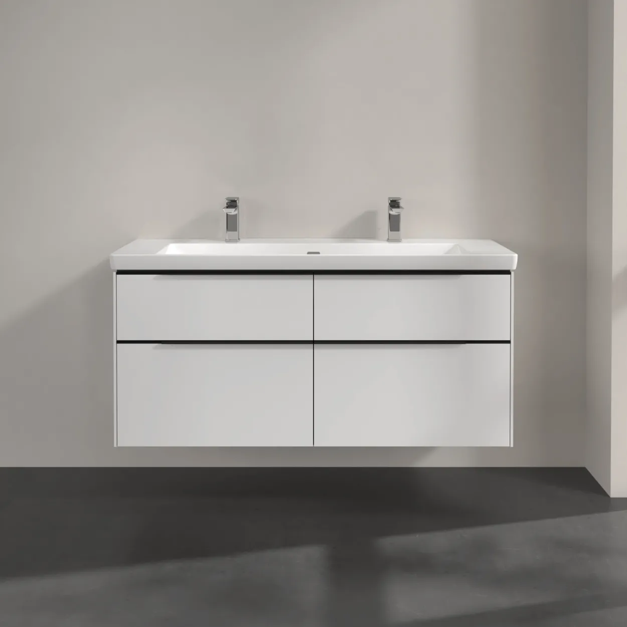 V&b subway 3.0 servantskap 127x57 pure white m/lys håndtak i volcano black
