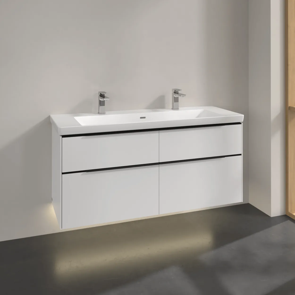 V&b subway 3.0 servantskap 127x57 pure white m/lys håndtak i volcano black
