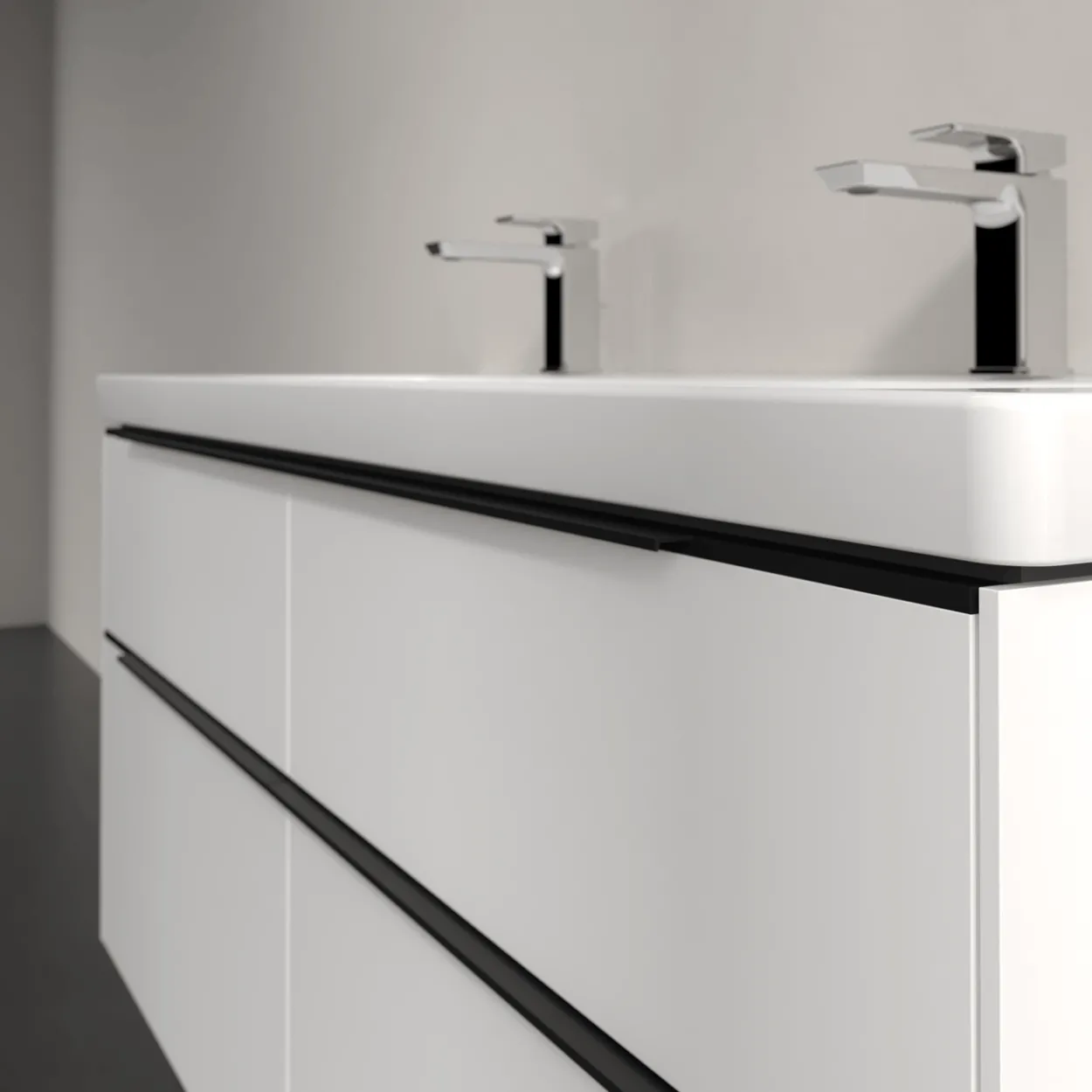 V&b subway 3.0 servantskap 127x57 pure white m/lys håndtak i volcano black