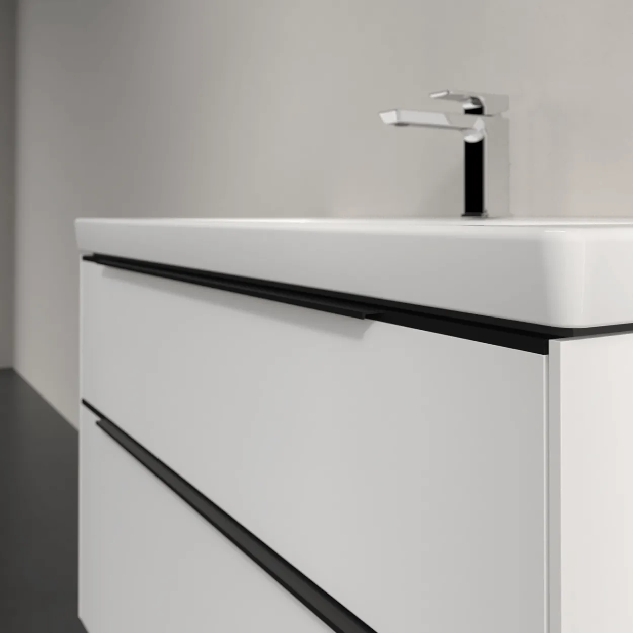 V&b subway 3.0 servantskap 97x57 pure white m/lys håndtak i volcano black