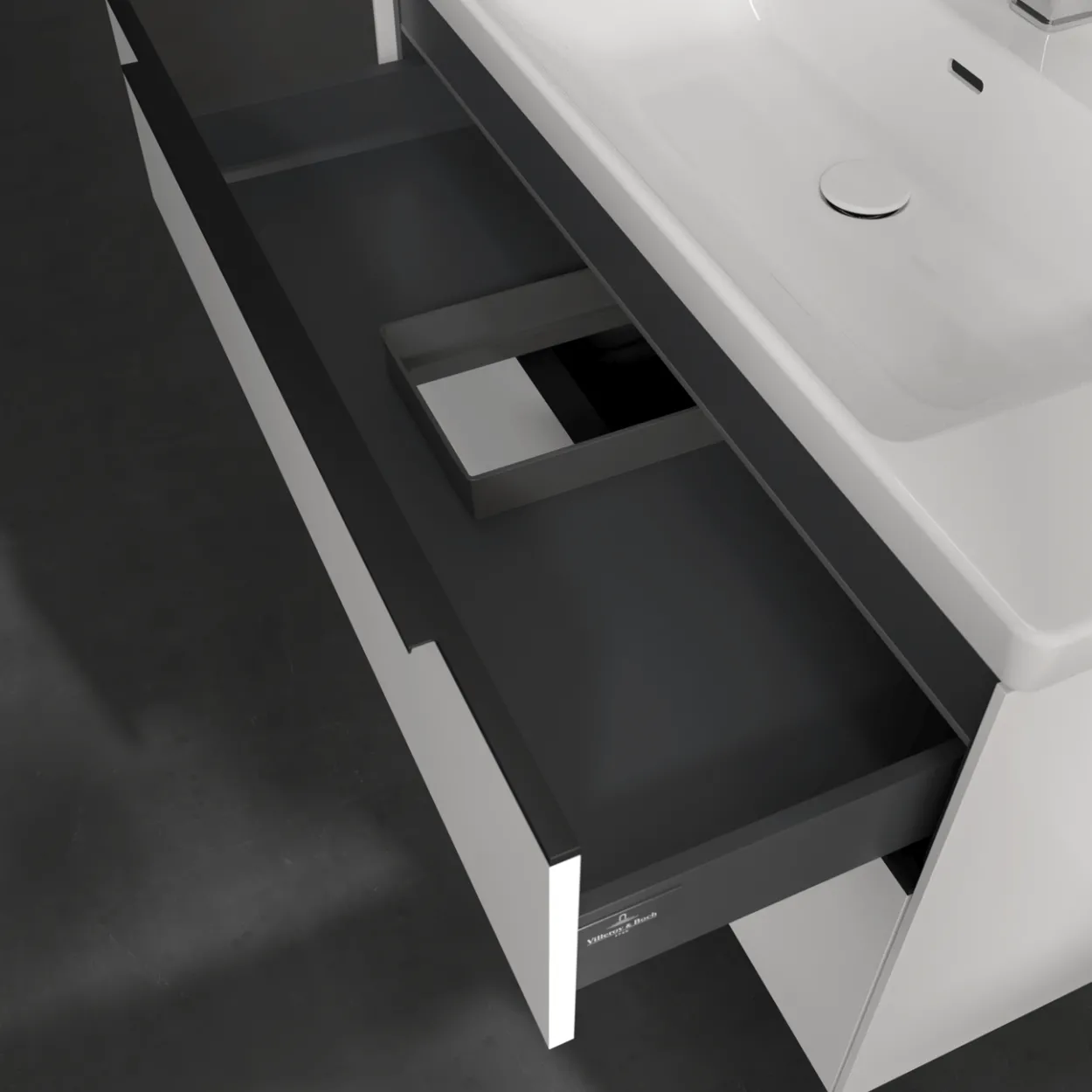 V&b subway 3.0 servantskap 97x57 pure white m/lys håndtak i volcano black