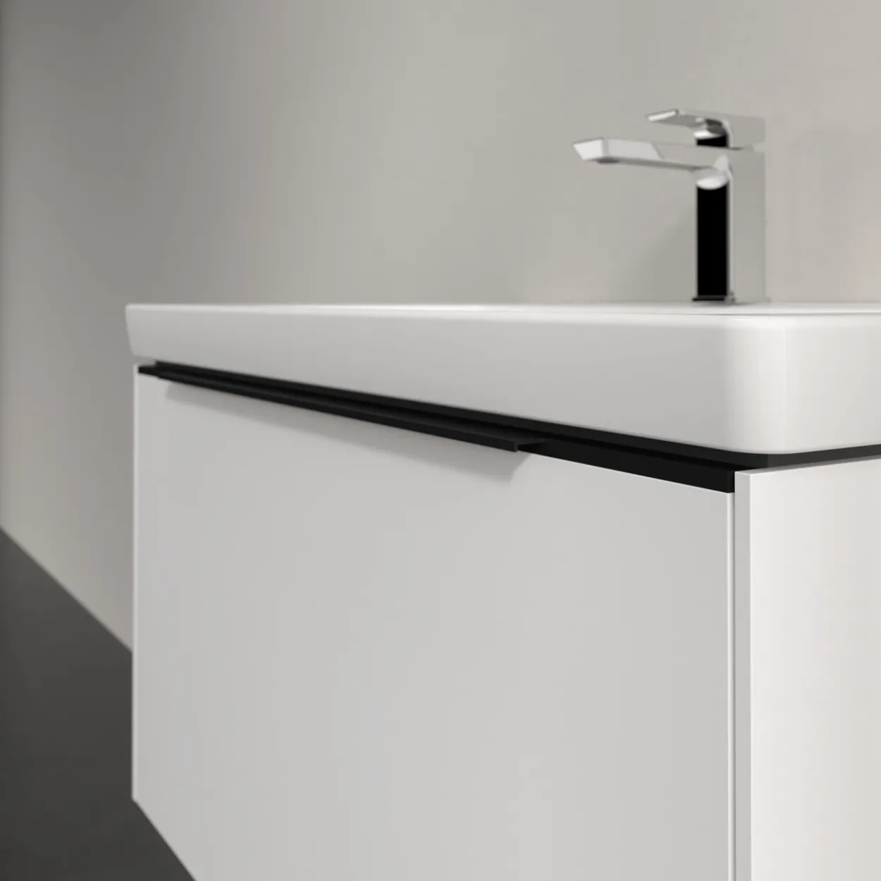 V&b subway 3.0 servantskap 77x42 pure white m/lys håndtak i volcano black