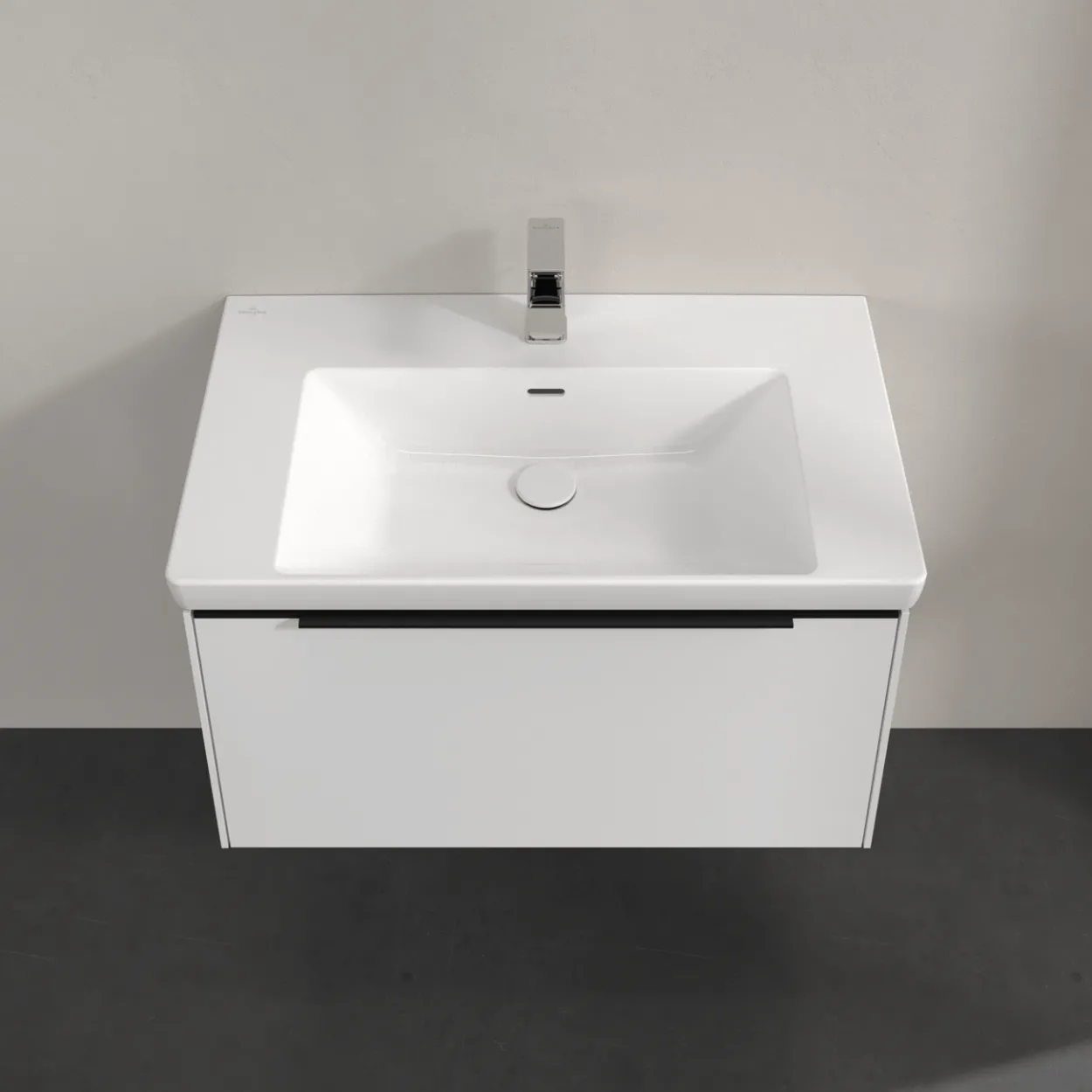 V&b subway 3.0 servantskap 77x42 pure white m/lys håndtak i volcano black