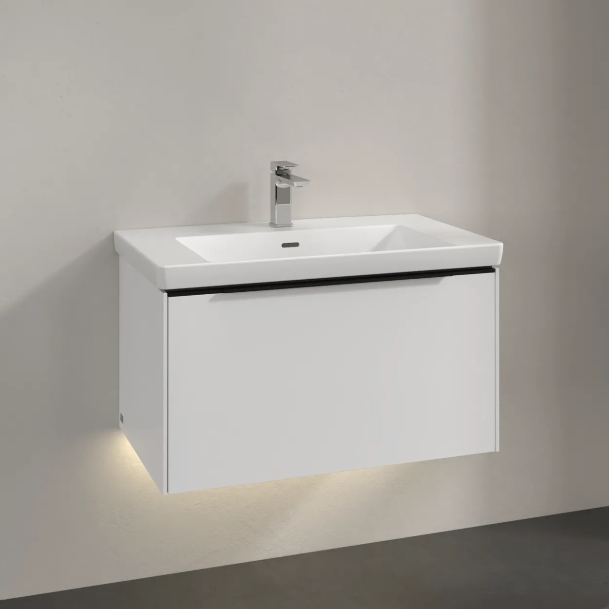 V&b subway 3.0 servantskap 77x42 pure white m/lys håndtak i volcano black