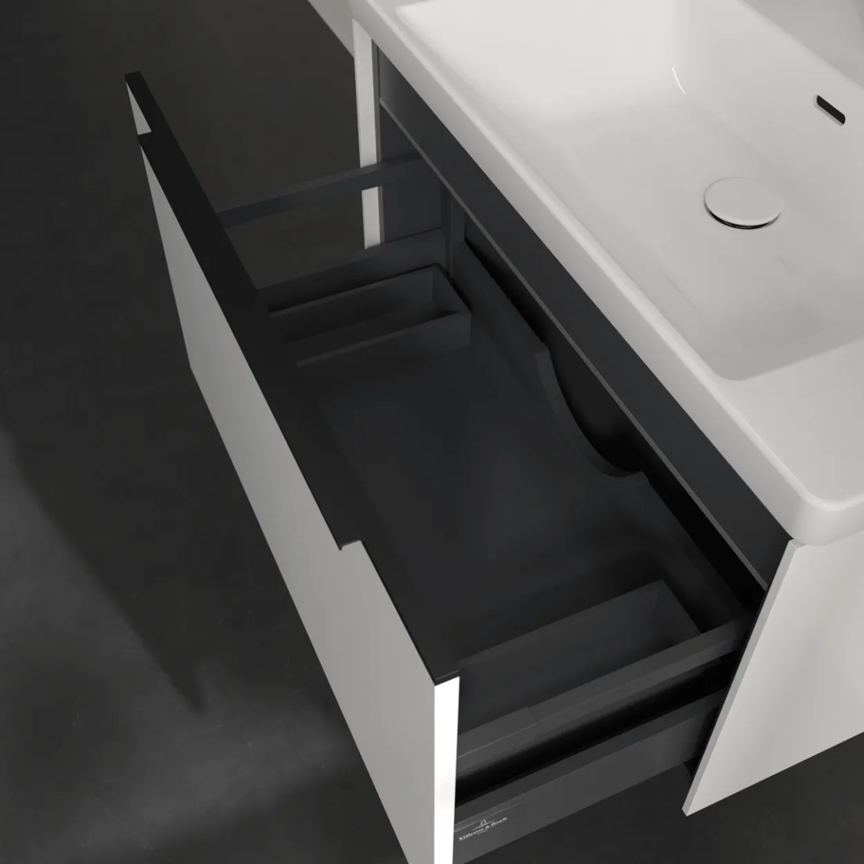 V&b subway 3.0 servantskap 77x42 pure white m/lys håndtak i volcano black