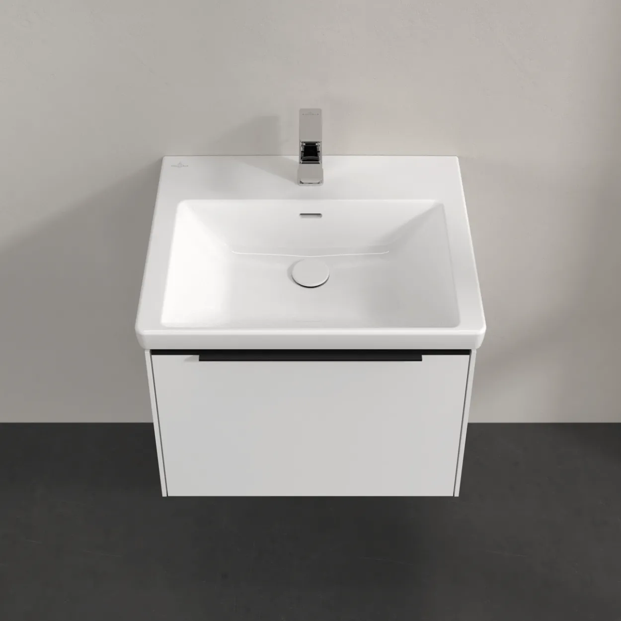 V&b subway 3.0 servantskap 57x42 pure white m/lys håndtak i volcano black