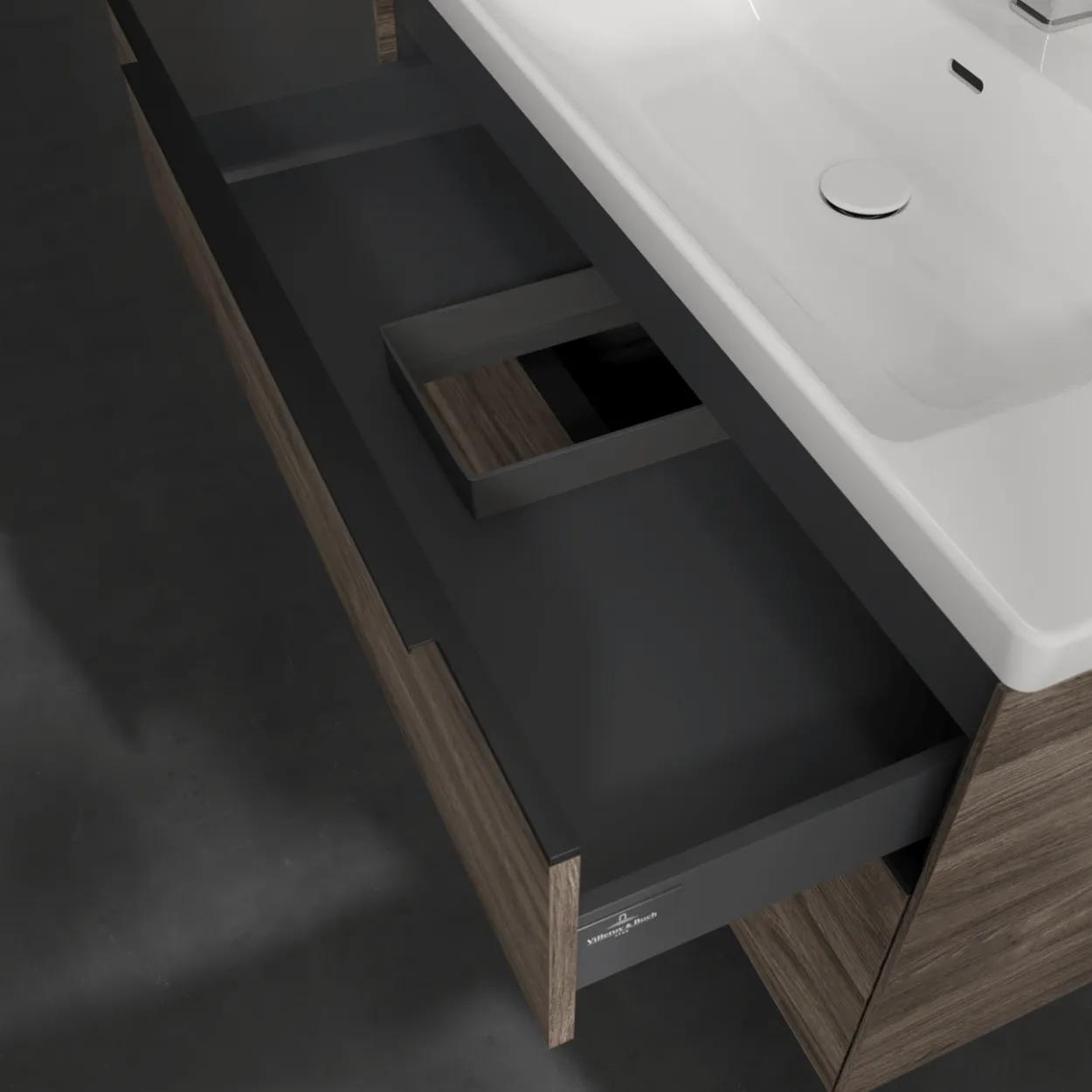 V&b subway 3.0 servantskap 97x57 stone oak håndtak i volcano black