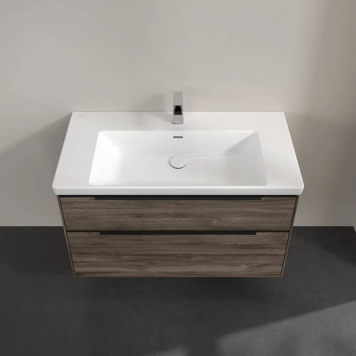 V&b subway 3.0 servantskap 97x57 stone oak håndtak i volcano black