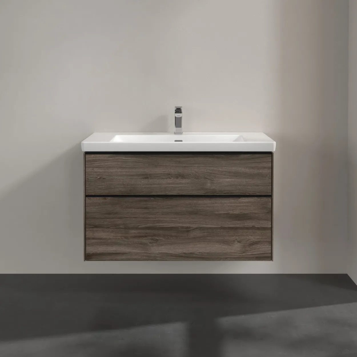 V&b subway 3.0 servantskap 97x57 stone oak håndtak i volcano black