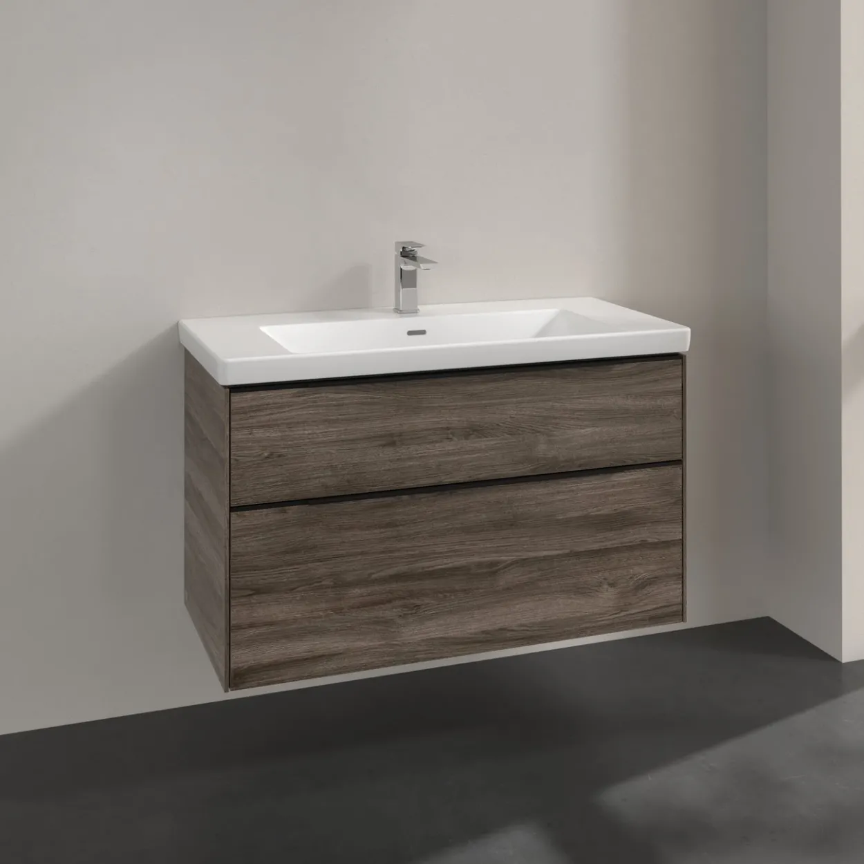 V&b subway 3.0 servantskap 97x57 stone oak håndtak i volcano black