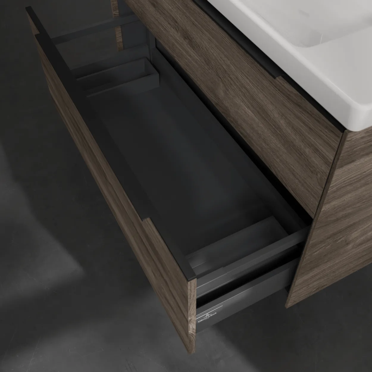 V&b subway 3.0 servantskap 97x57 stone oak håndtak i volcano black
