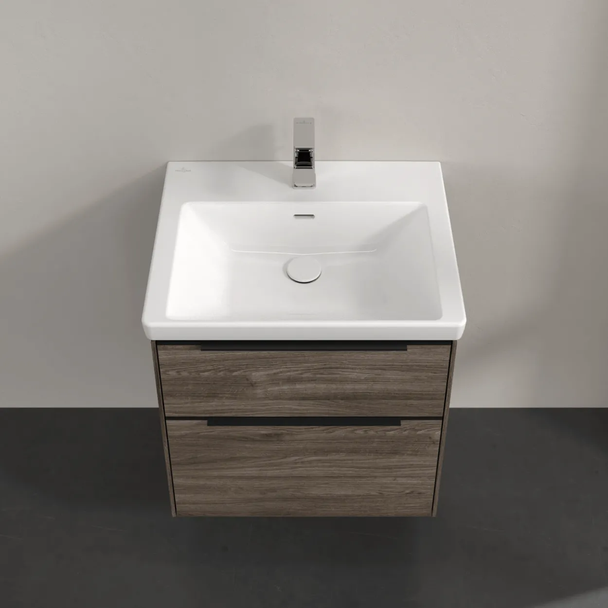 V&b subway 3.0 servantskap 57x47 stone oak håndtak i volcano black