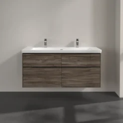 V&b subway 3.0 servantskap 127x57 stone oak håndtak i volcano black