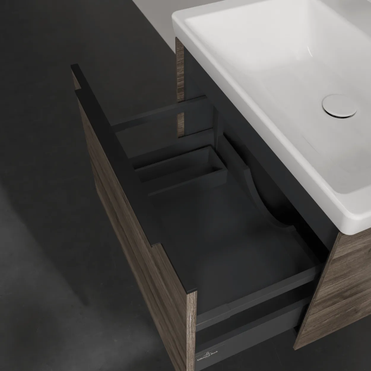 V&b subway 3.0 servantskap 66x42 stone oak håndtak i volcano black