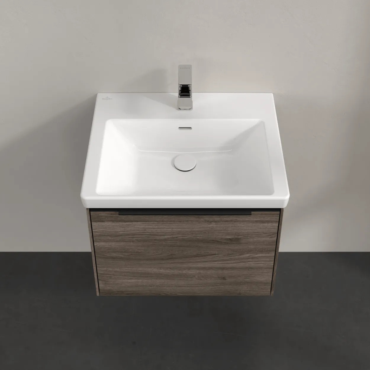 V&b subway 3.0 servantskap 57x42 stone oak håndtak i volcano black
