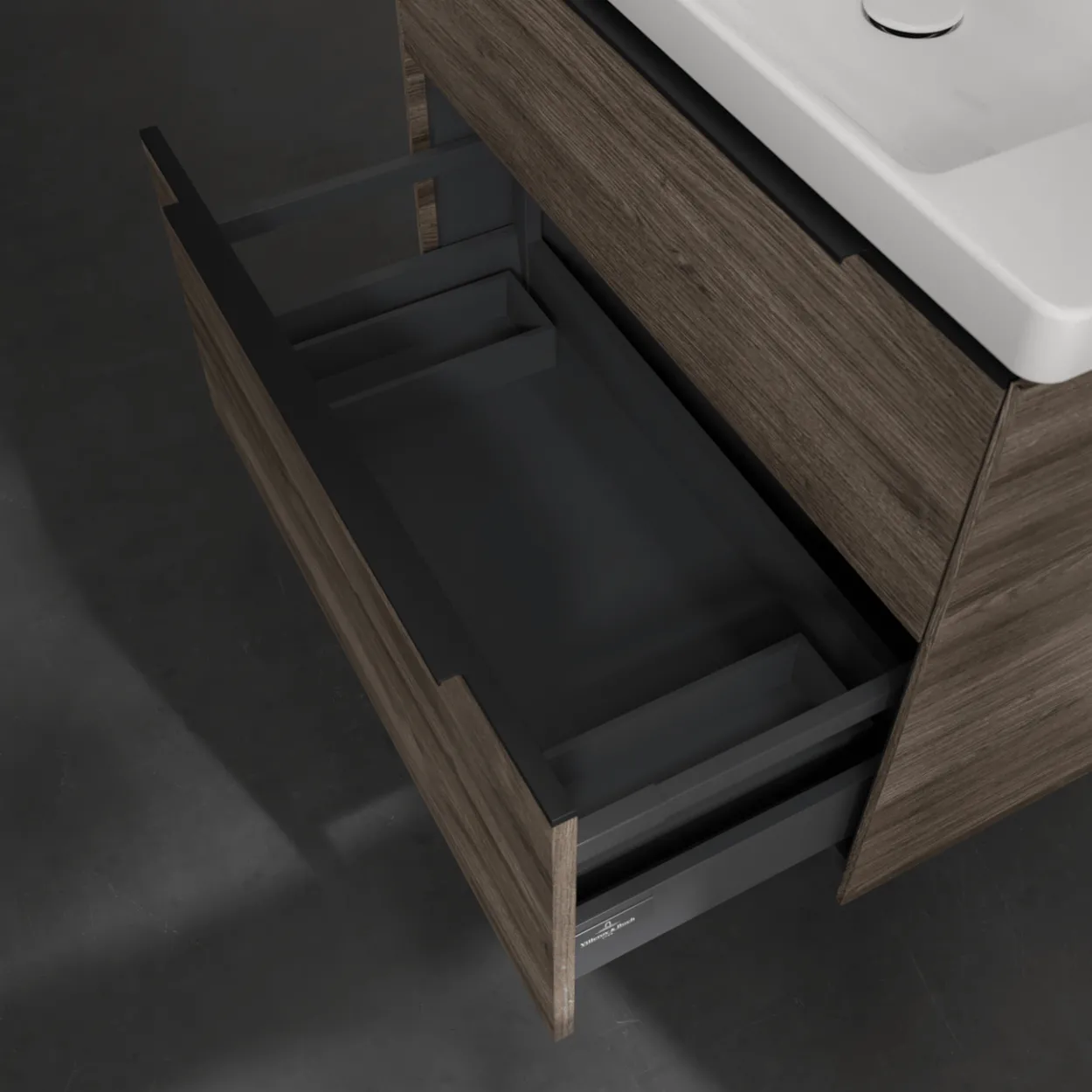 V&b subway 3.0 servantskap 77x57 stone oak håndtak i volcano black