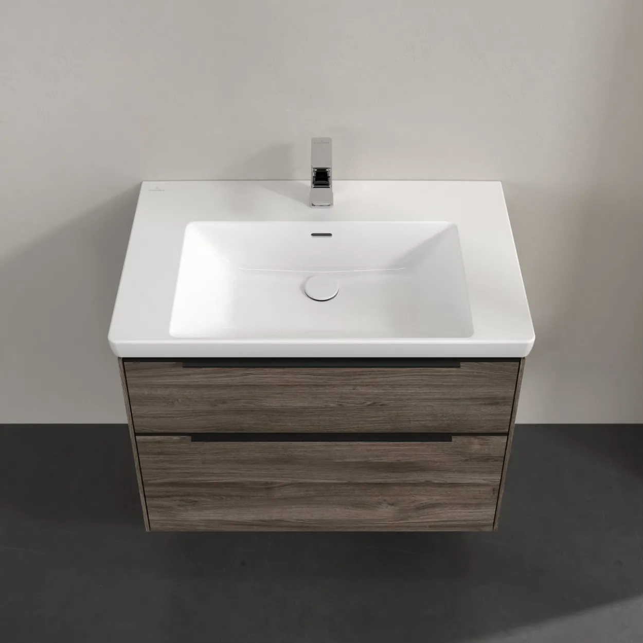 V&b subway 3.0 servantskap 77x57 stone oak håndtak i volcano black