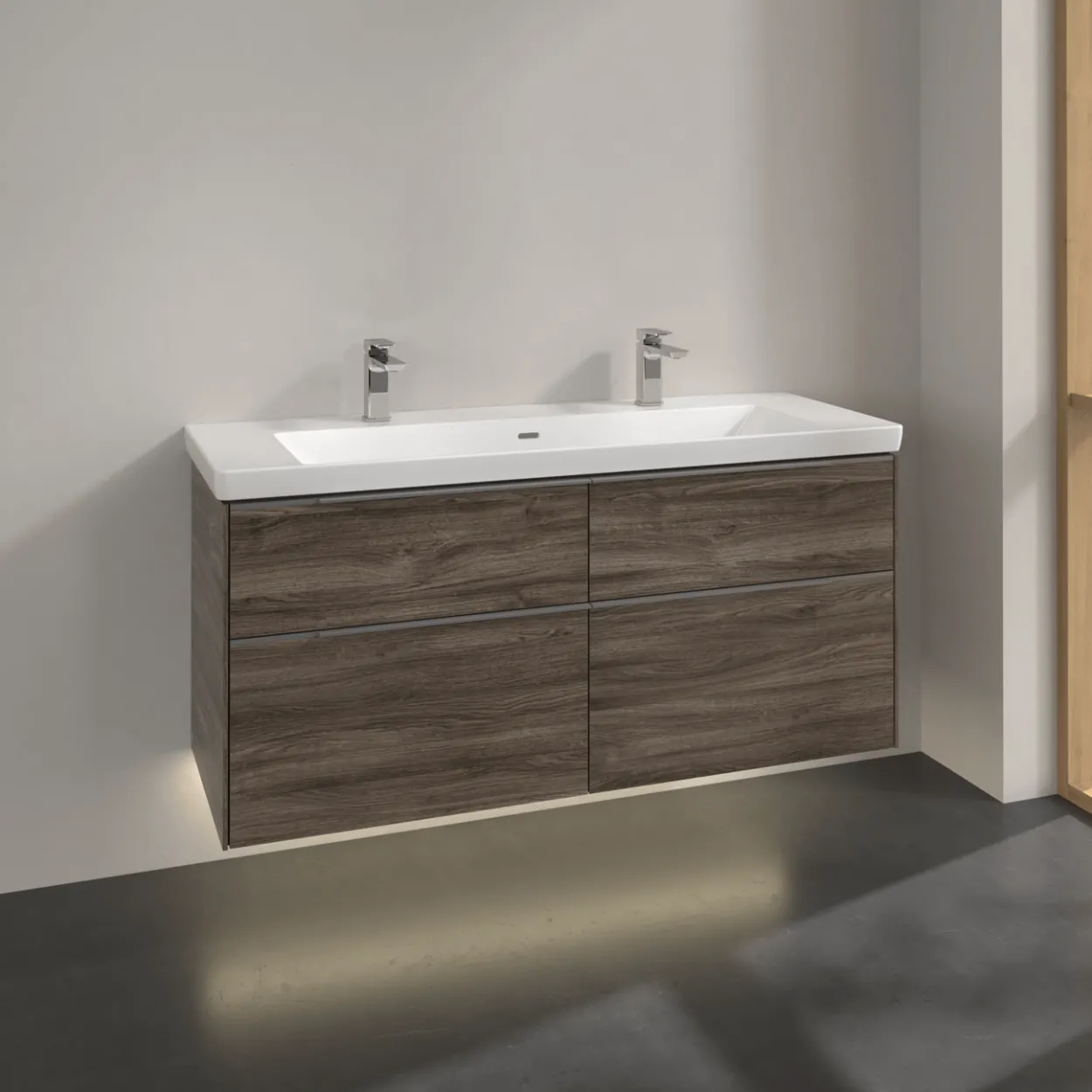 V&b subway 3.0 servantskap 127x57 stone oak m/lys håndtak i krom