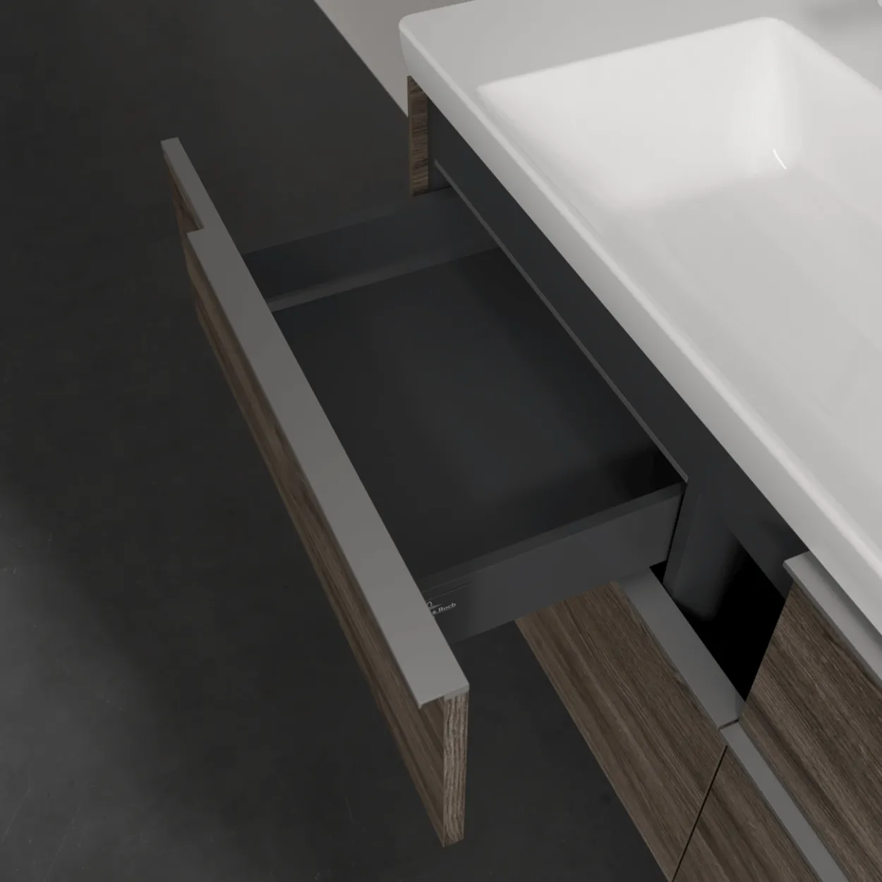 V&b subway 3.0 servantskap 127x57 stone oak m/lys håndtak i krom