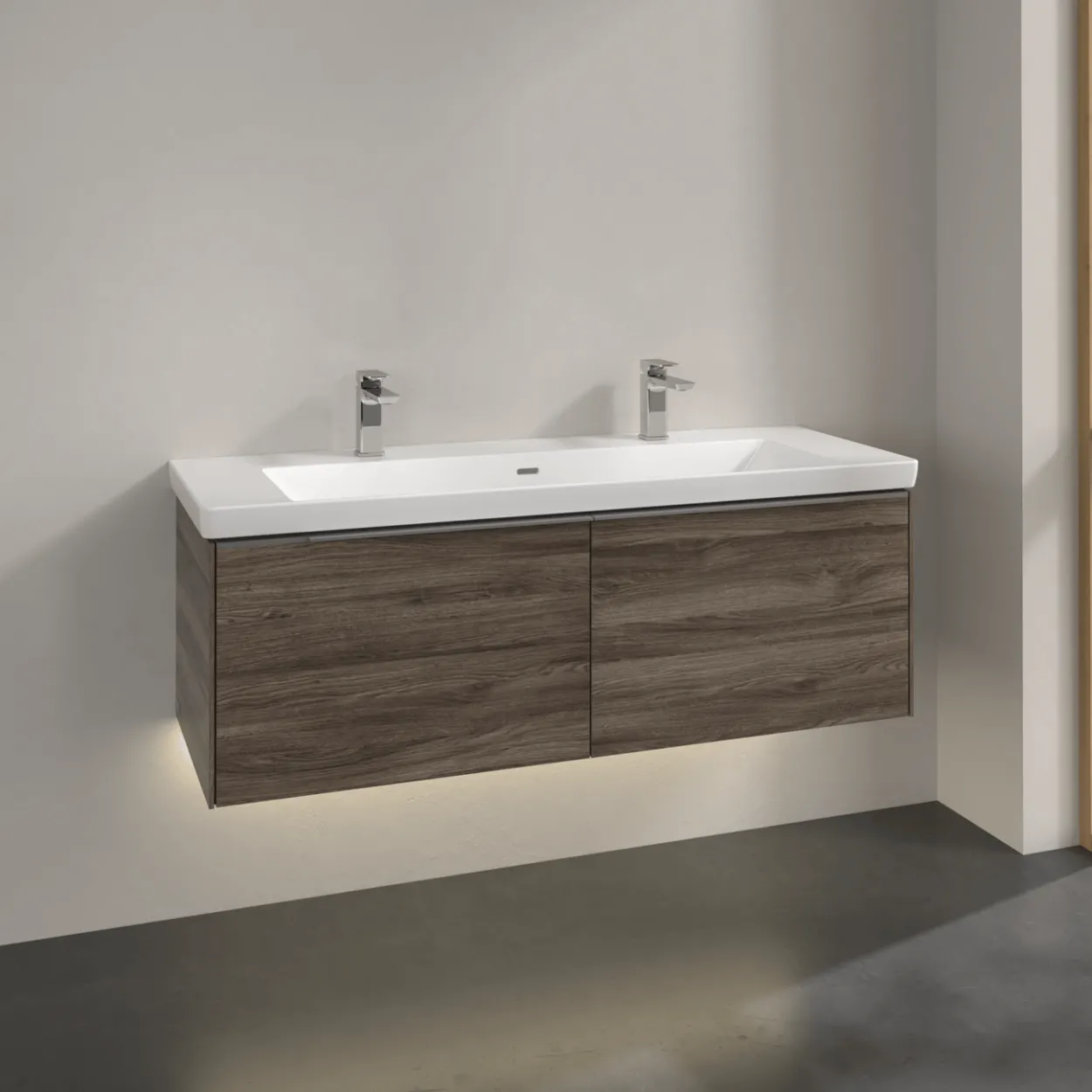 V&b subway 3.0 servantskap 127x42 stone oak m/lys håndtak i krom