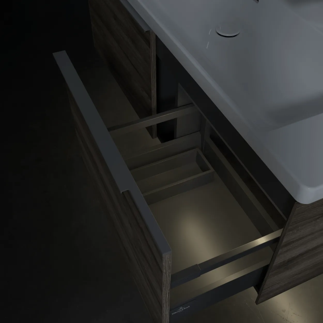 V&b subway 3.0 servantskap 127x42 stone oak m/lys håndtak i krom