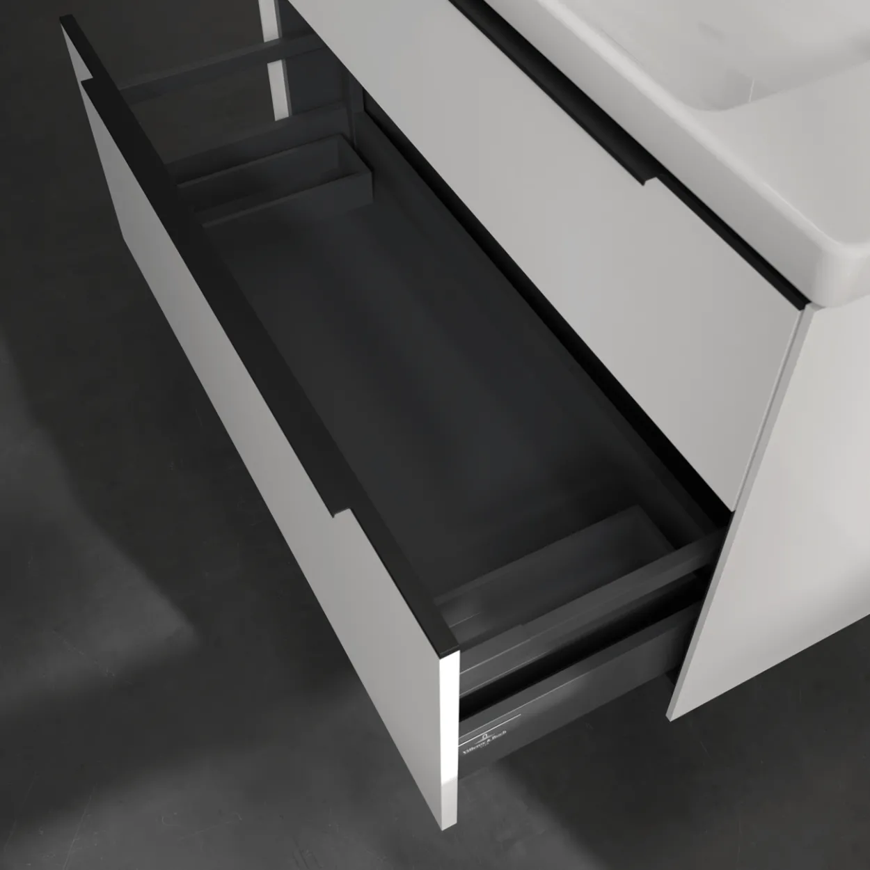 V&b subway 3.0 servantskap 97x57 stone oak m/lys håndtak i volcano black