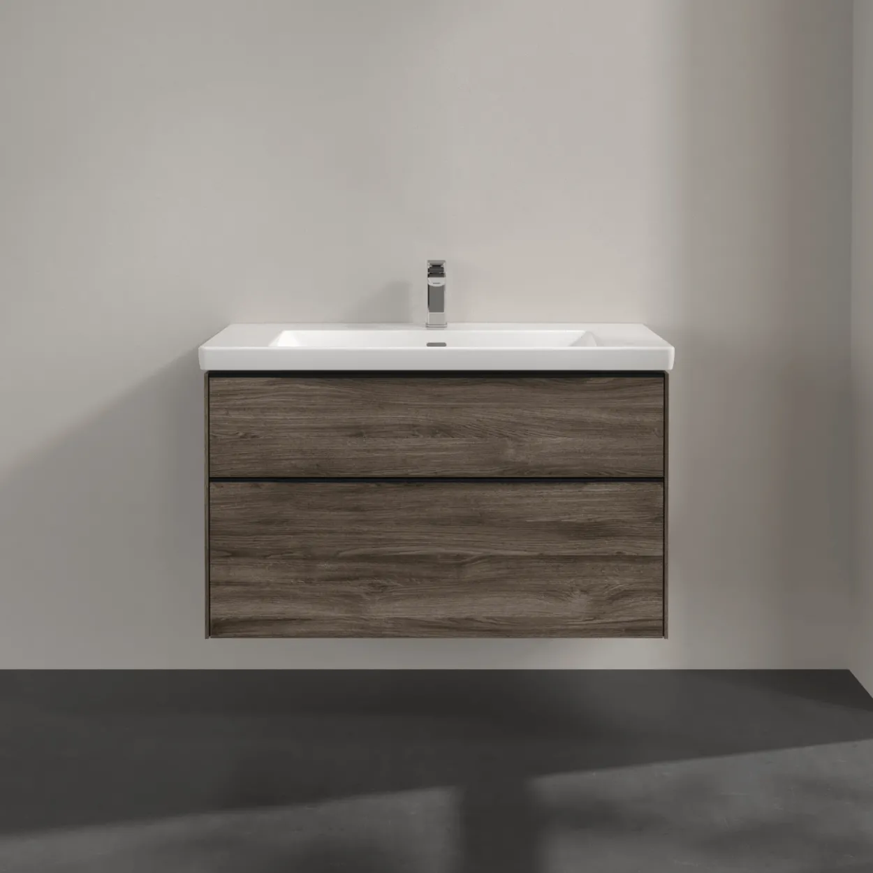V&b subway 3.0 servantskap 97x57 stone oak m/lys håndtak i volcano black