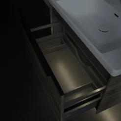 V&b subway 3.0 servantskap 77x42 stone oak m/lys håndtak i volcano black