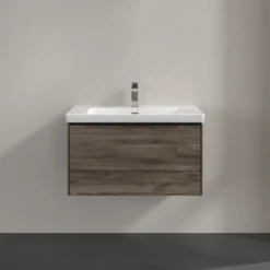 V&b subway 3.0 servantskap 77x42 stone oak m/lys håndtak i volcano black