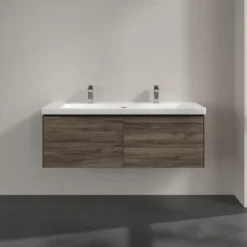 V&b subway 3.0 servantskap 127x42 stone oak m/lys håndtak i volcano black