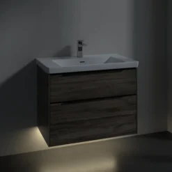 V&b subway 3.0 servantskap 77x57 stone oak m/lys håndtak i volcano black