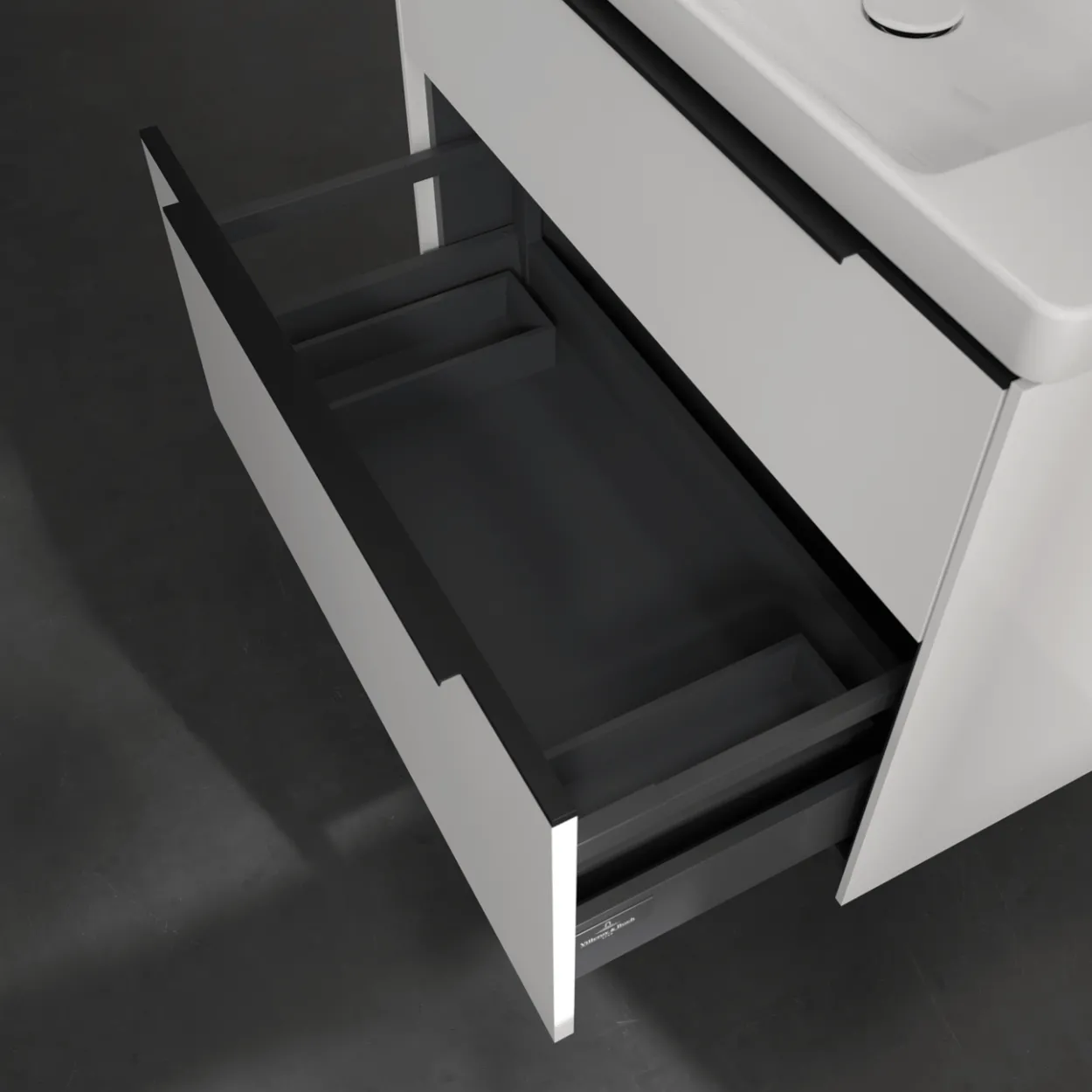 V&b subway 3.0 servantskap 77x57 stone oak m/lys håndtak i volcano black