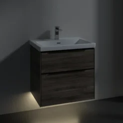 V&b subway 3.0 servantskap 62x57 stone oak m/lys håndtak i volcano black