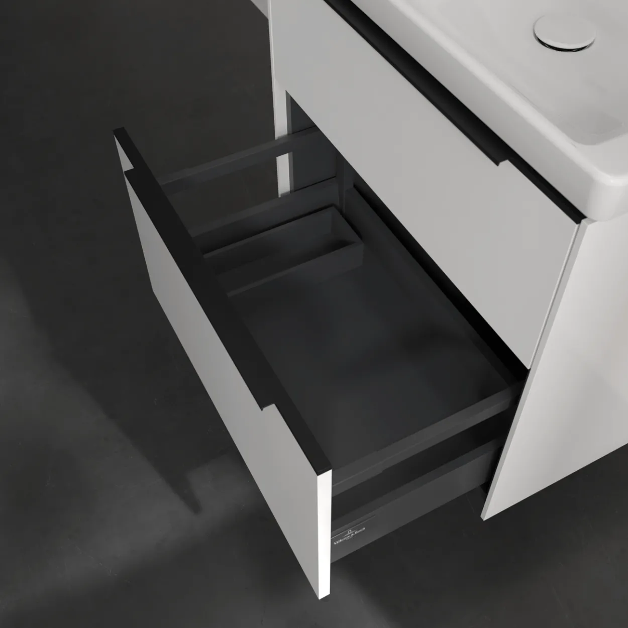 V&b subway 3.0 servantskap 62x57 stone oak m/lys håndtak i volcano black