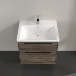 V&b subway 3.0 servantskap 62x57 stone oak m/lys håndtak i volcano black