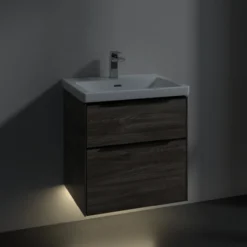 V&b subway 3.0 servantskap 57x47 stone oak m/lys håndtak i volcano black