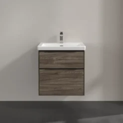 V&b subway 3.0 servantskap 57x47 stone oak m/lys håndtak i volcano black