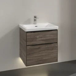 V&b subway 3.0 servantskap 57x47 stone oak m/lys håndtak i volcano black