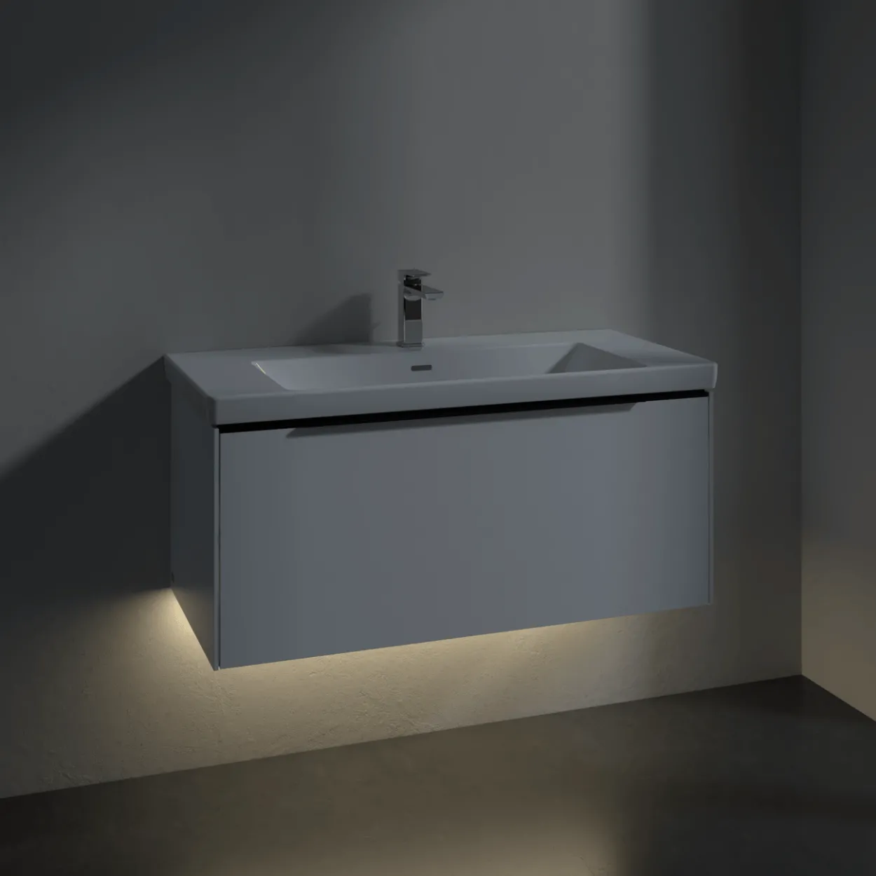 V&b subway 3.0 servantskap 97x42 stone oak m/lys håndtak i volcano black