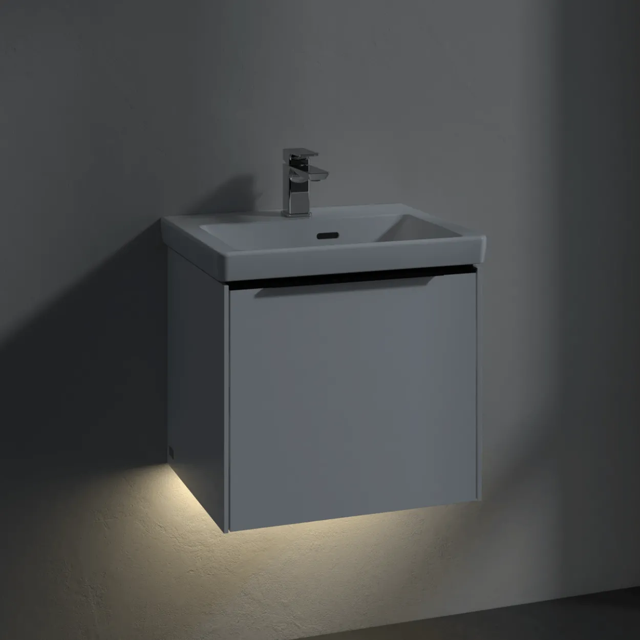 V&b subway 3.0 servantskap 47x42 stone oak m/lys håndtak i volcano black