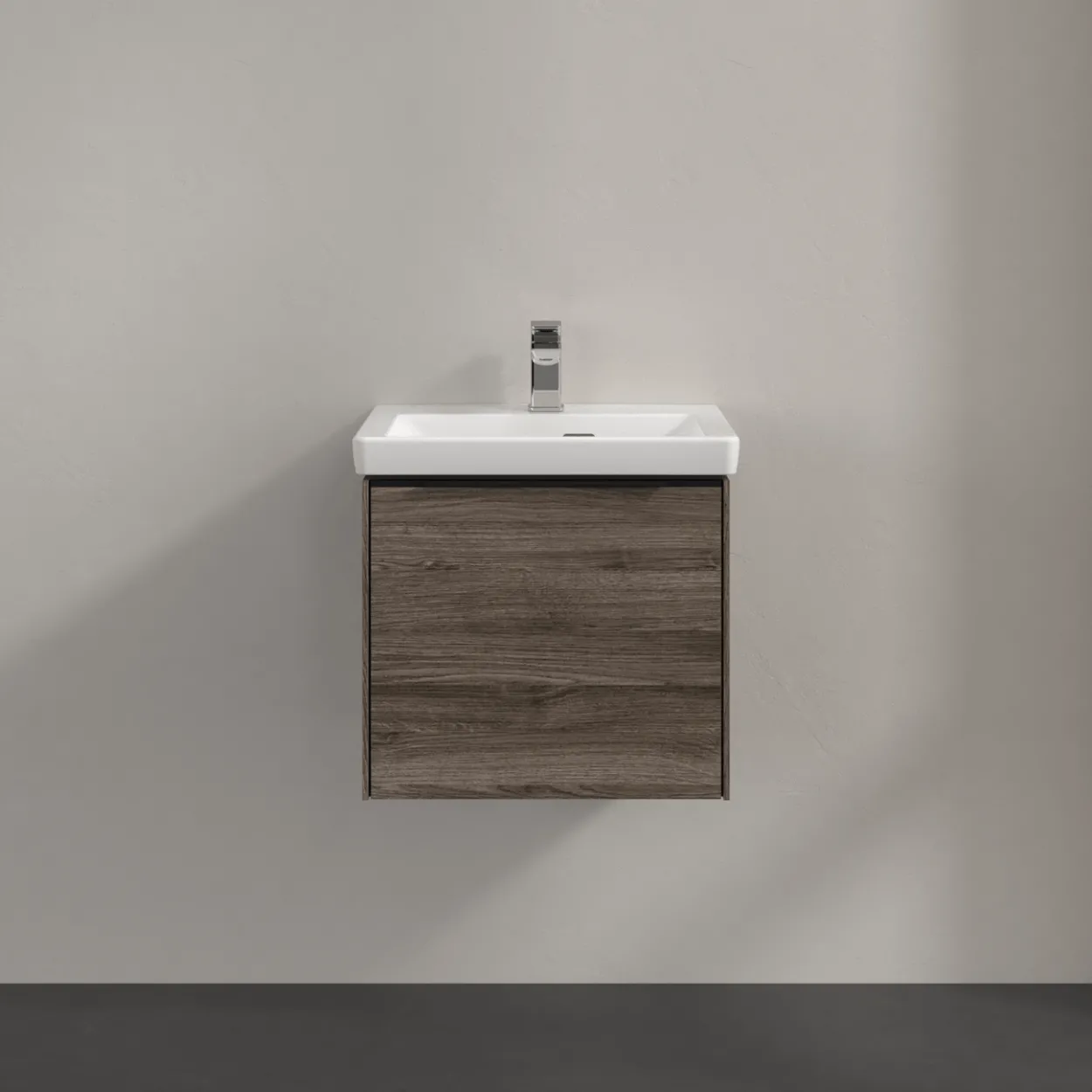 V&b subway 3.0 servantskap 47x42 stone oak m/lys håndtak i volcano black